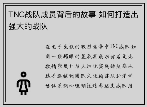 TNC战队成员背后的故事 如何打造出强大的战队